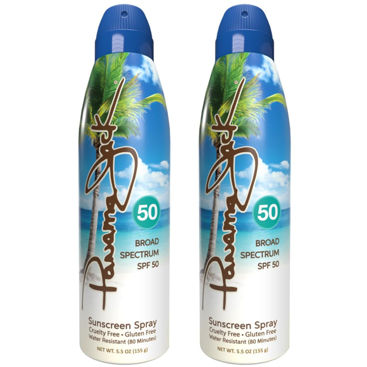 Panama Jack front packaging shows SPF 50 for portable protection