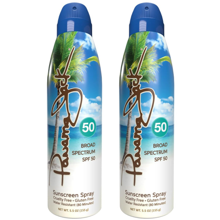 Panama Jack front packaging shows SPF 50 for portable protection