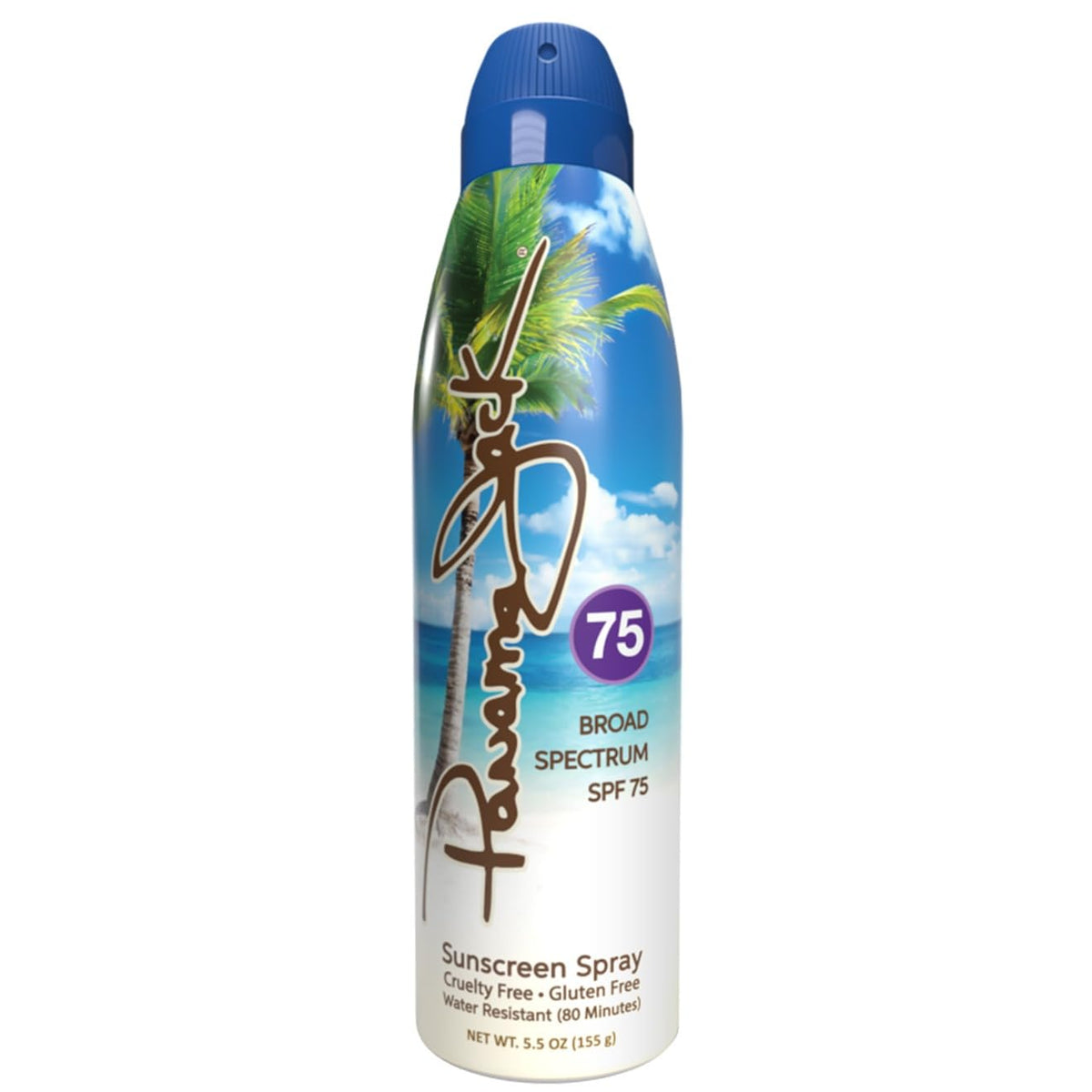 Panama Jack front packaging showing SPF 75 protection and bottle