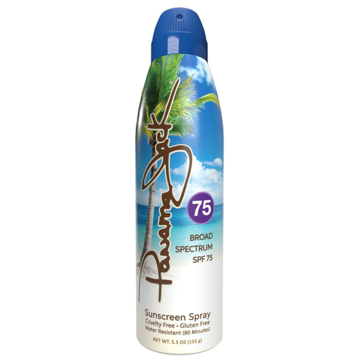 Panama Jack front packaging showing SPF 75 protection and bottle