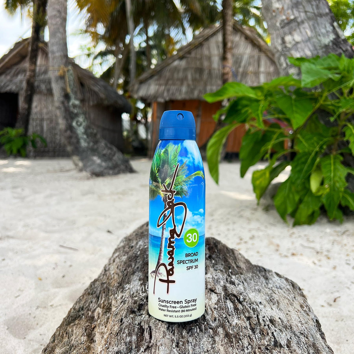 Panama Jack sunscreen in a beach scene demonstrating outdoor protection