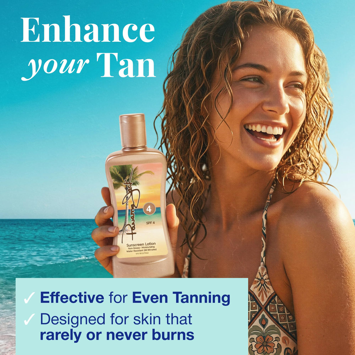 Panama Jack lotion texture closeup highlighting moisturizing benefit