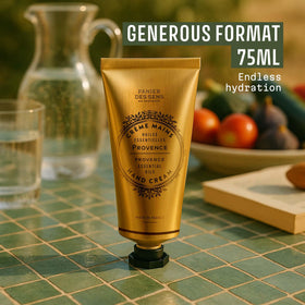 Panier des Sens tube held in hand to show size and easy portability benefit