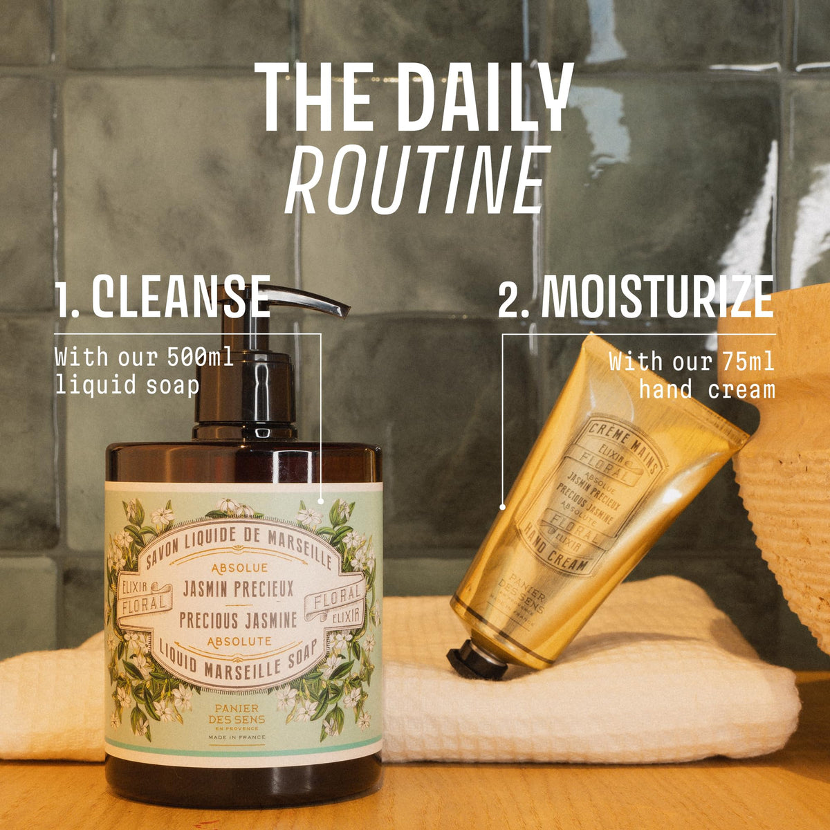 Panier des Sens kitchen sink staged with bottle near faucet benefit: ideal for frequent washing