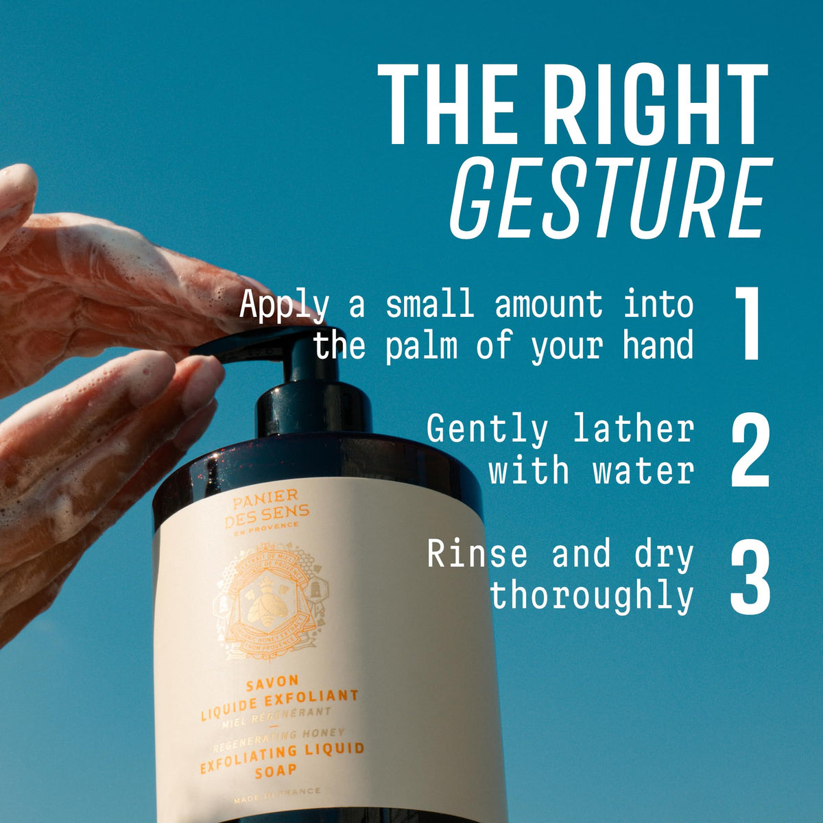 Panier des Sens label close-up showing natural ingredients, transparency and quality benefit