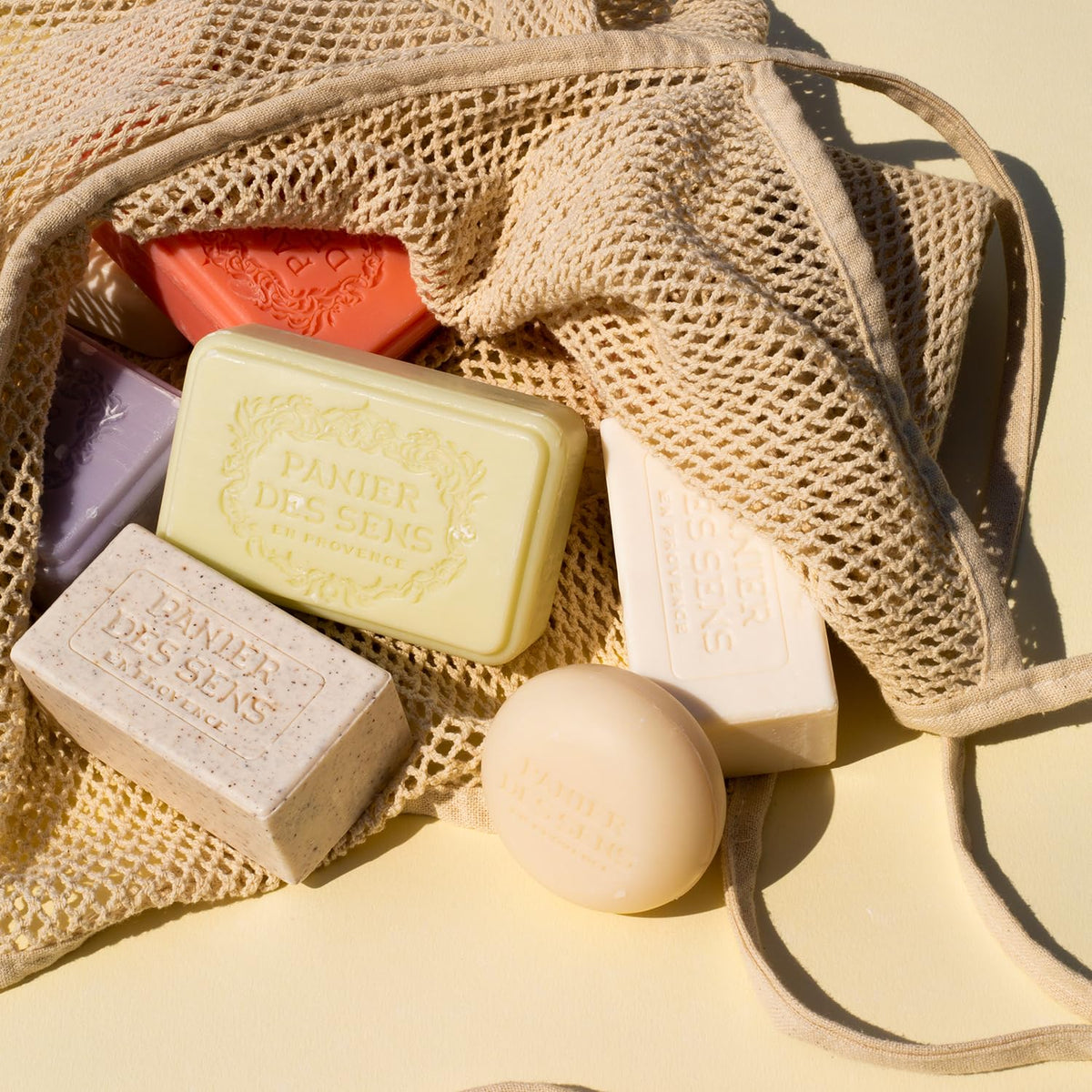 Panier des Sens soap on bathroom counter in styled scene conveying refined daily ritual
