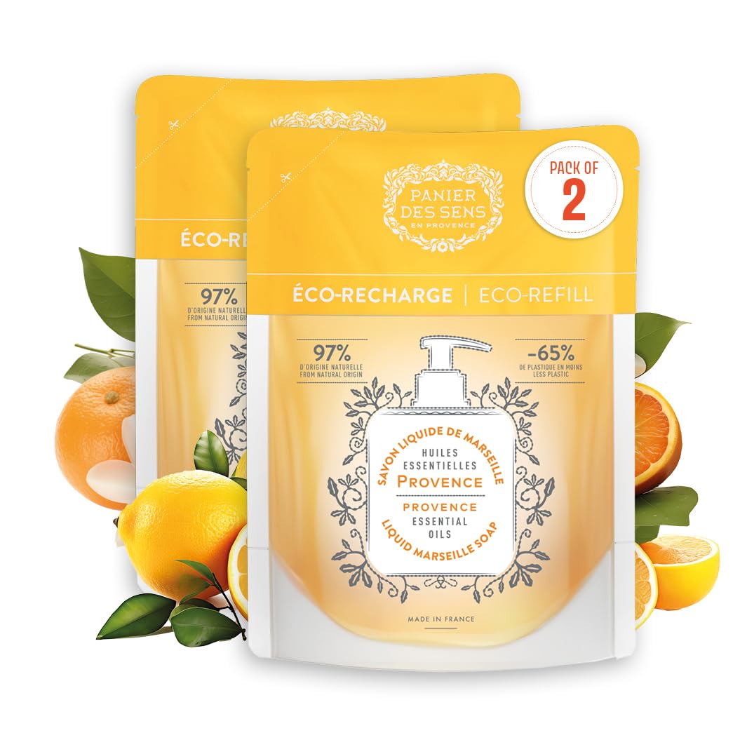Panier des Sens refill front packaging showing 34 fl oz and citrus branding for convenience