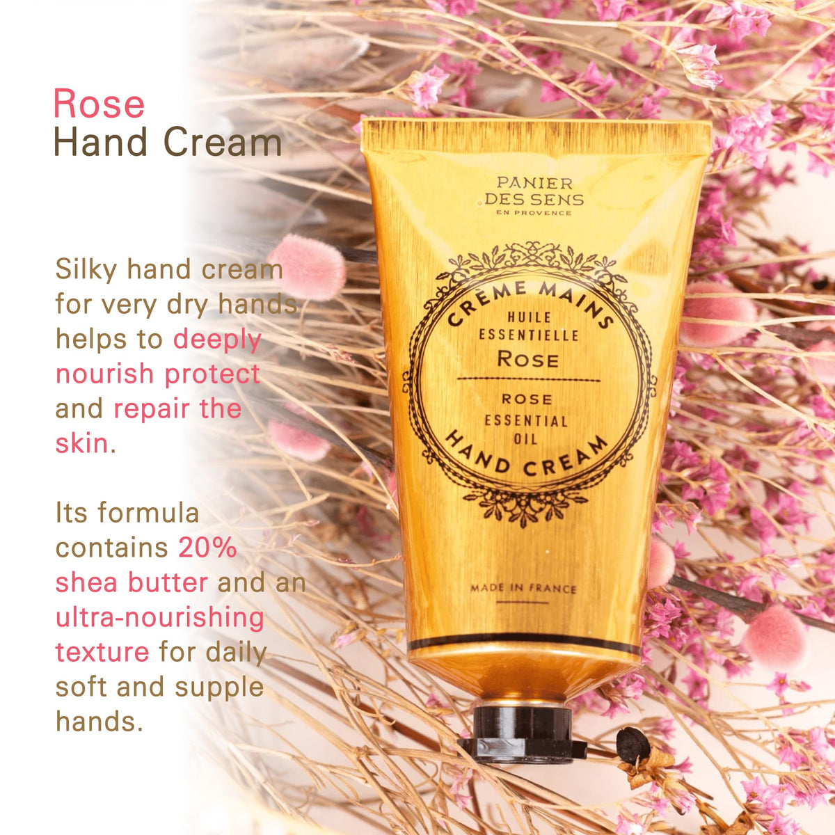 Panier des Sens texture swatch highlighting rich, non-greasy finish for soft hands