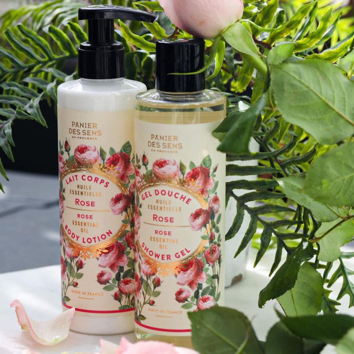 Panier des Sens next to common objects to show 8.45 fl oz size and travel-friendly convenience