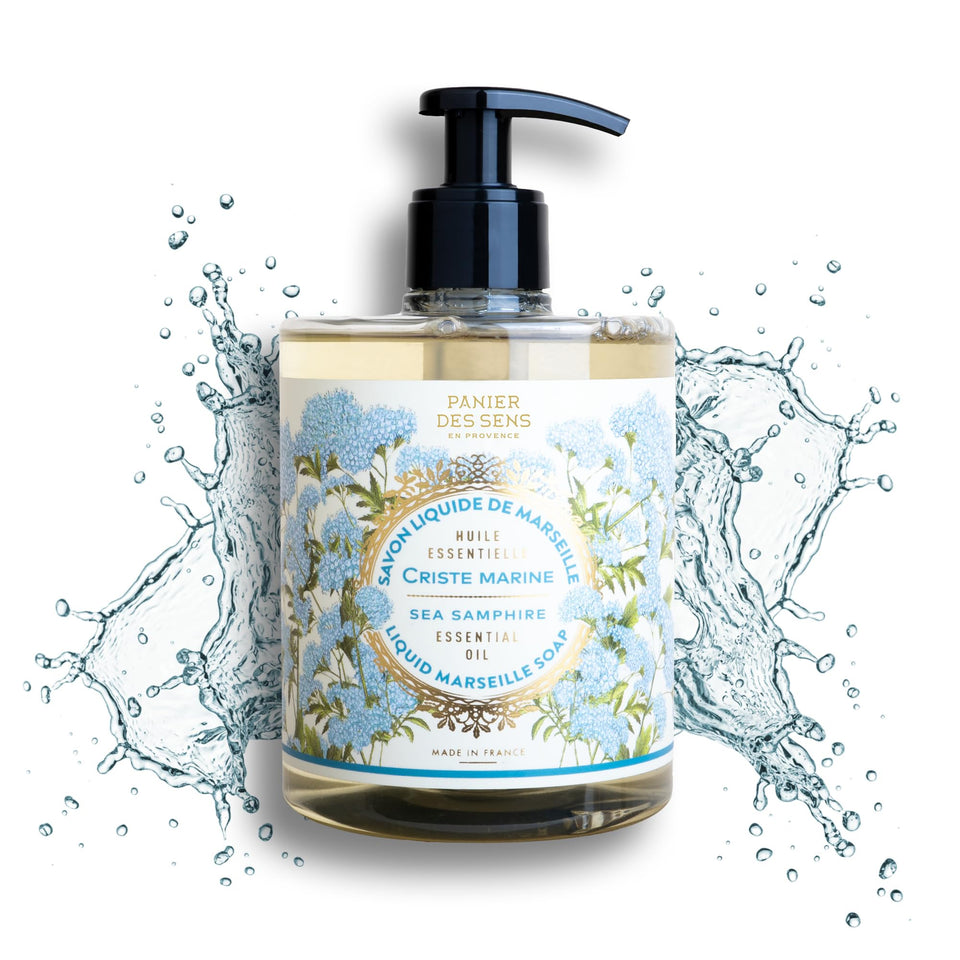 Panier des Sens bottle front packaging showing sea samphire scent and refillable benefit