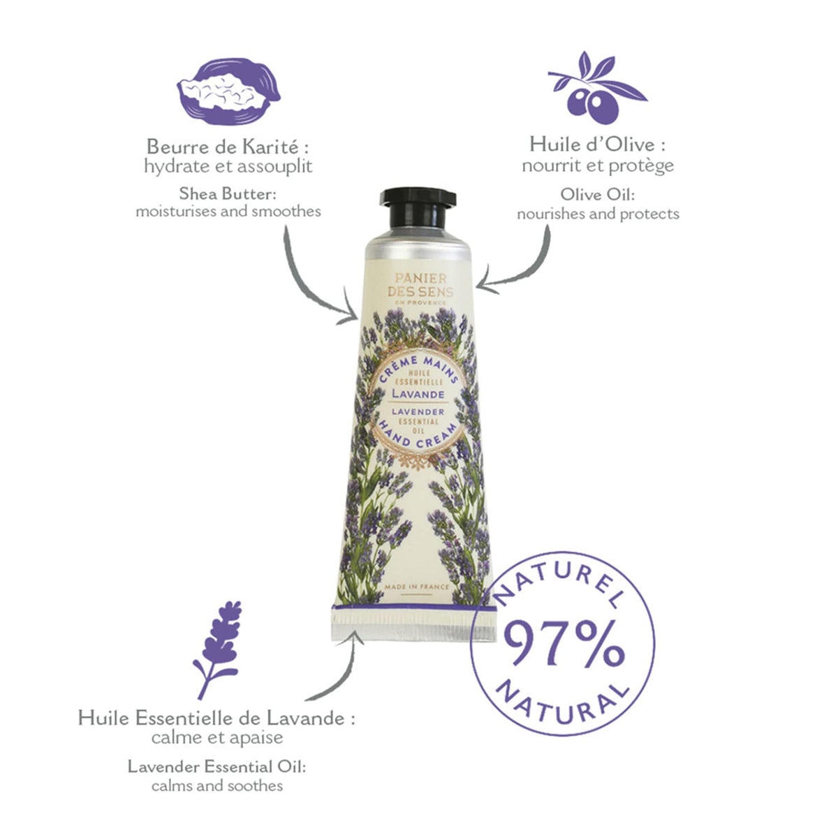 Panier des Sens tube held in hand illustrating compact travel-friendly size benefit