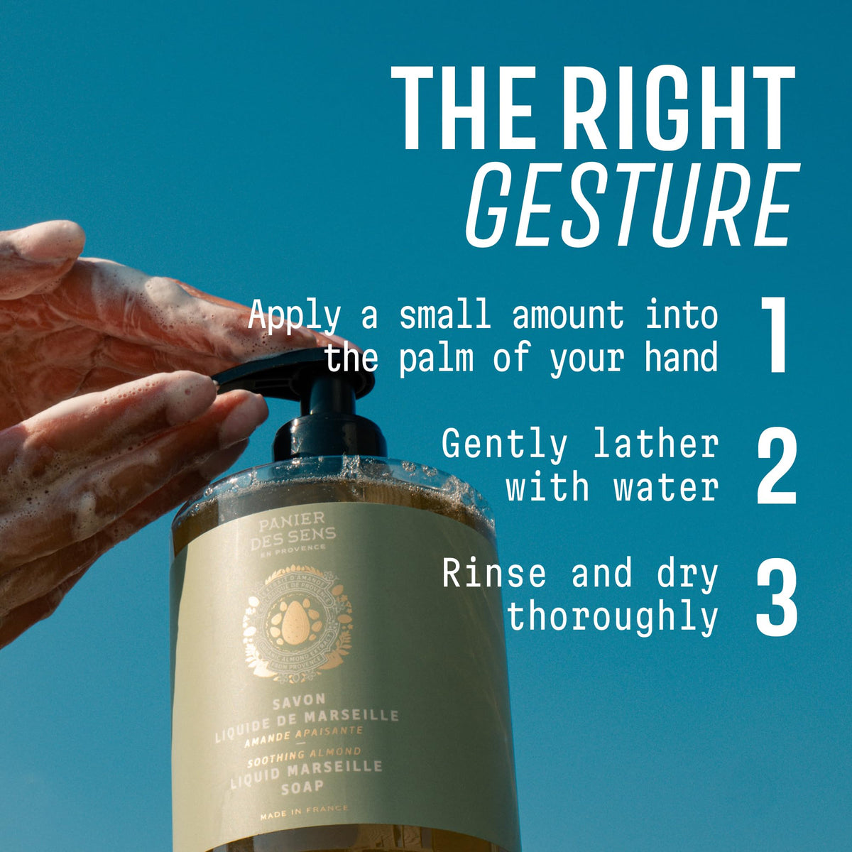 Panier des Sens recycled-plastic bottle detail, eco-conscious packaging benefit