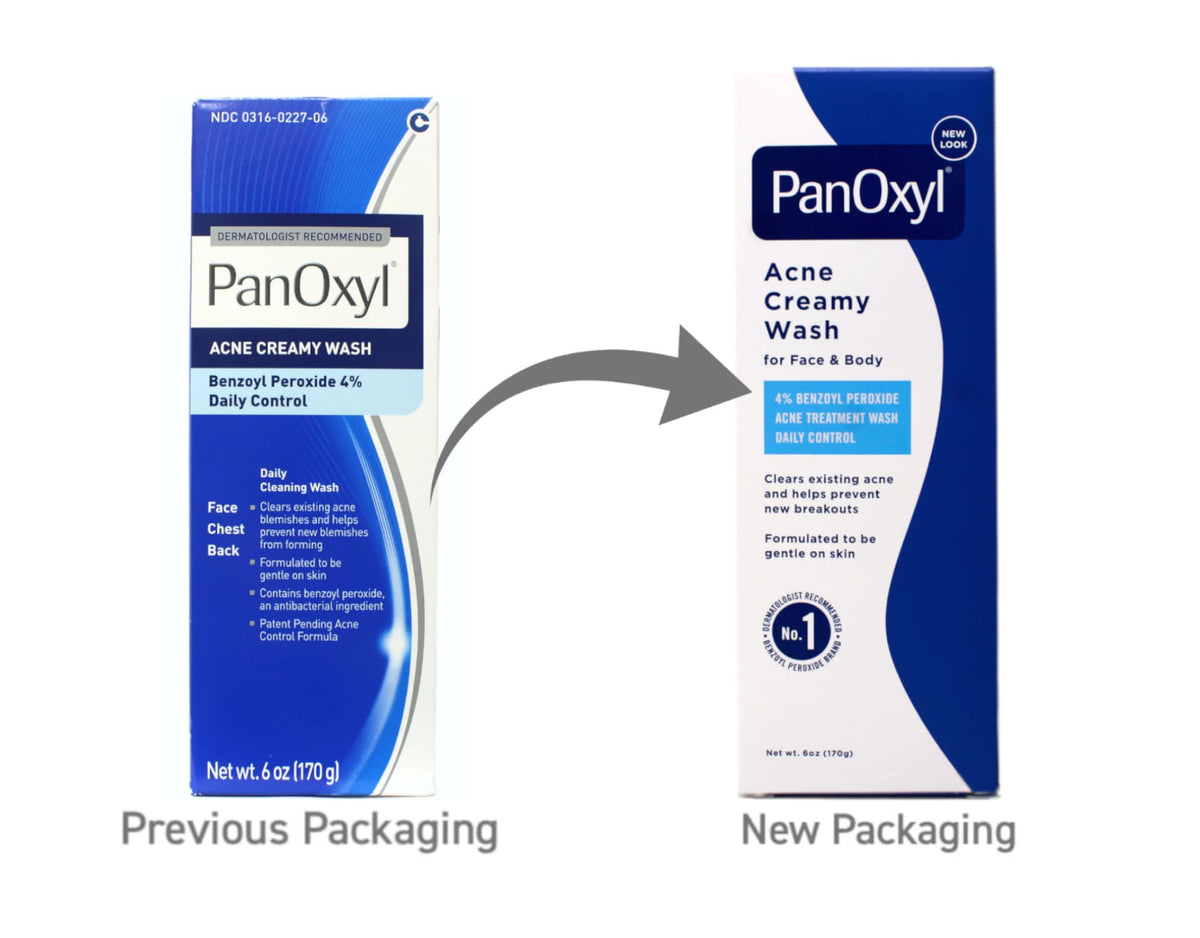 PanOxyl tube among toiletries in a bathroom lifestyle scene for daily routine fit