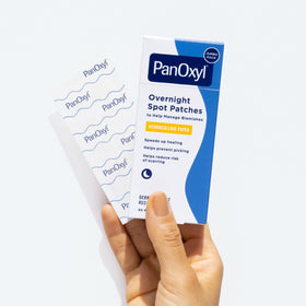 PanOxyl patch applied to cheek overnight for discreet protection