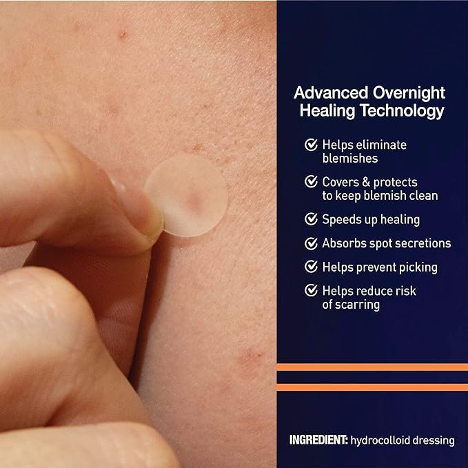 PanOxyl patch applied on cheek overnight demonstrating secure protection