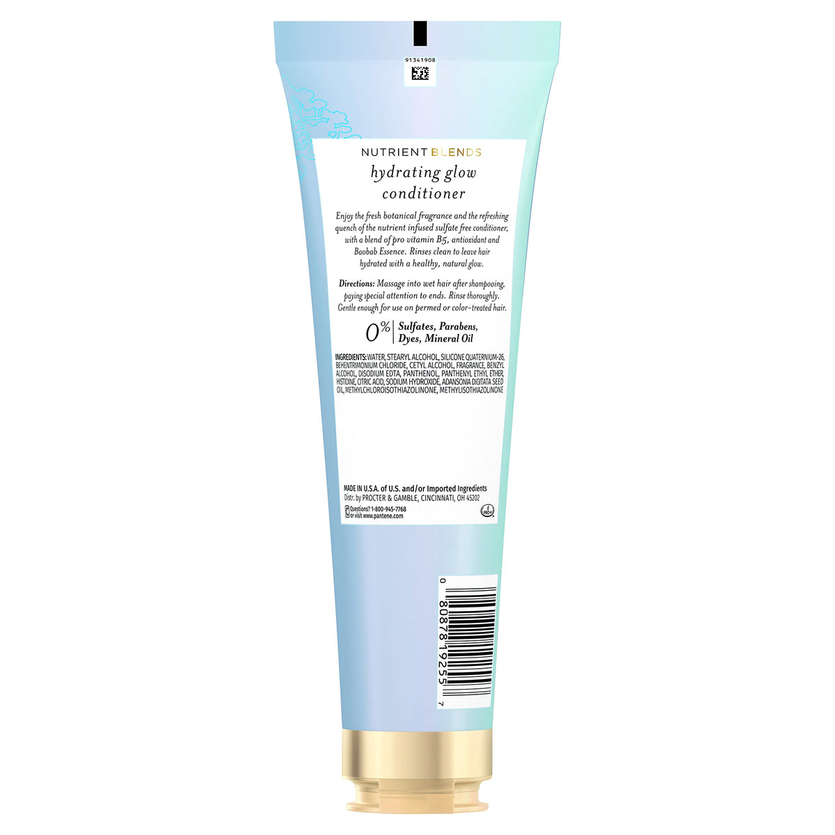 Pantene back label with ingredients and usage directions visible