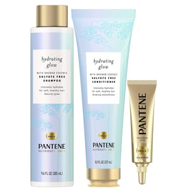 Pantene front packaging showing set contents and benefits