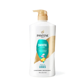 Pantene before and after comparison showing reduced frizz and shine