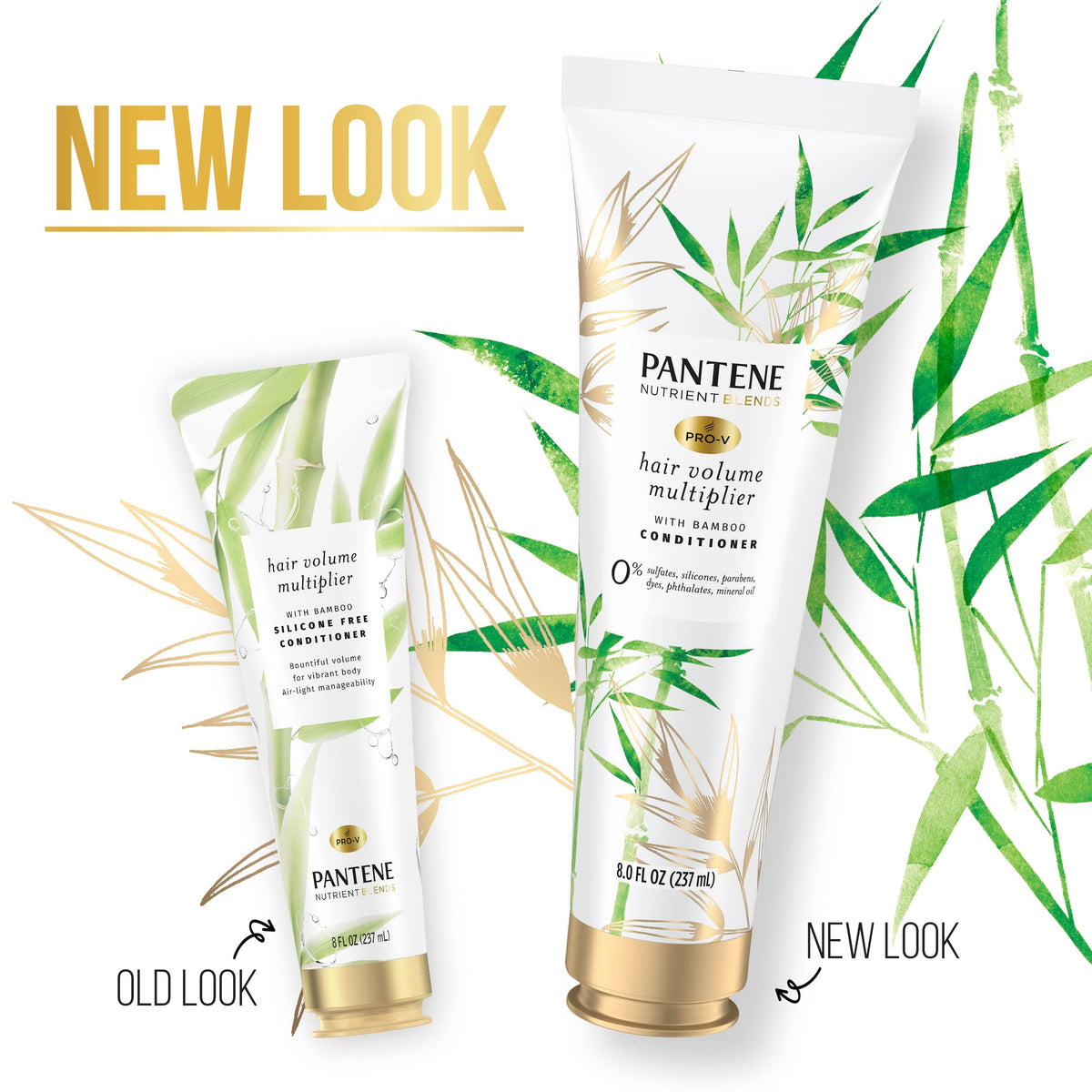 Pantene before and after hair comparison showing added volume result