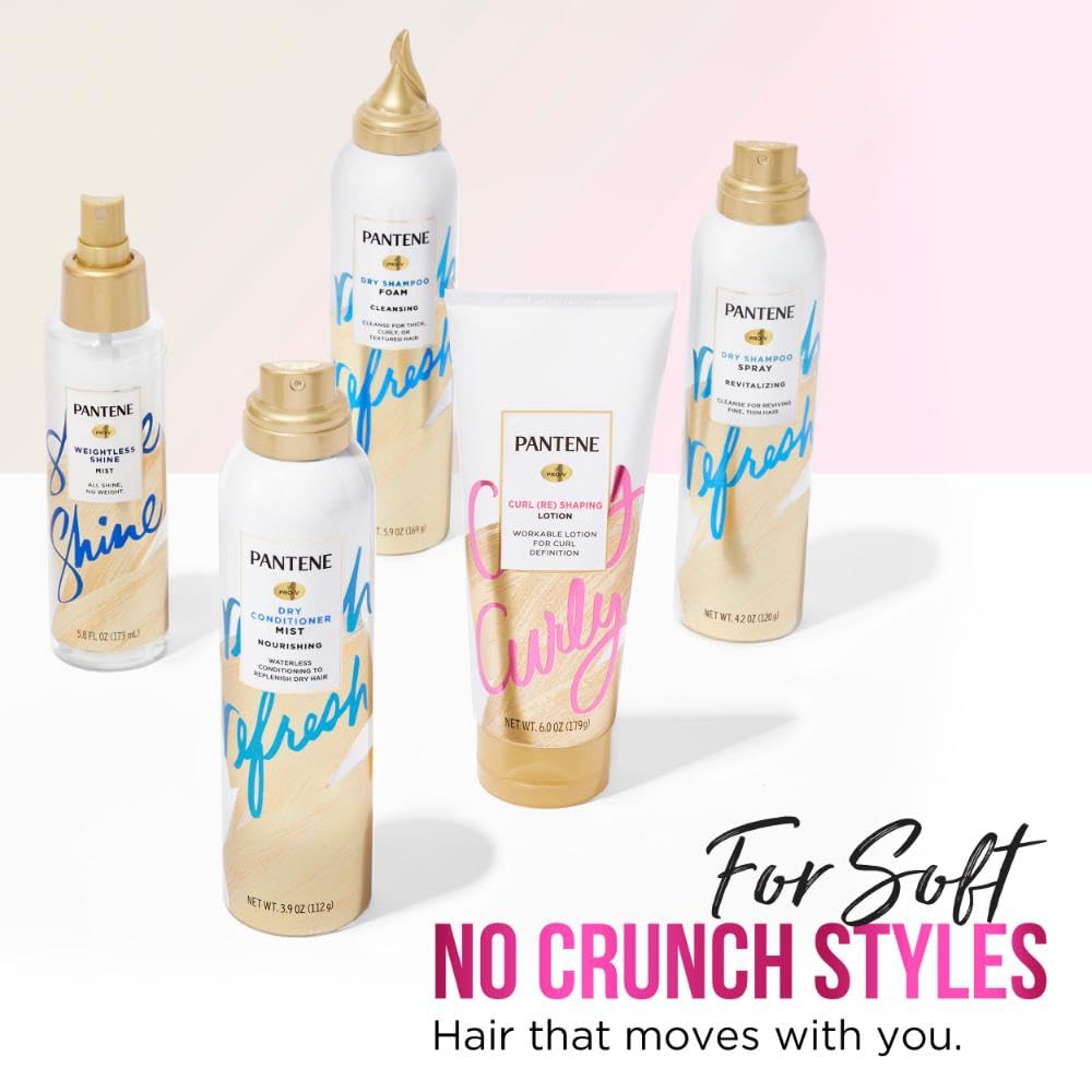 Pantene before and after showing improved curl definition and frizz control