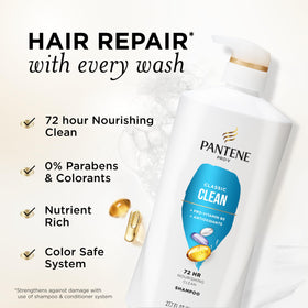 Pantene back label with ingredients and usage directions for clarity