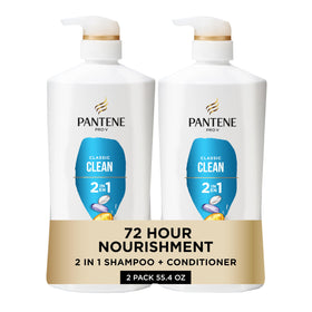 Pantene front packaging showing 2-in-1 and rescue shot benefits