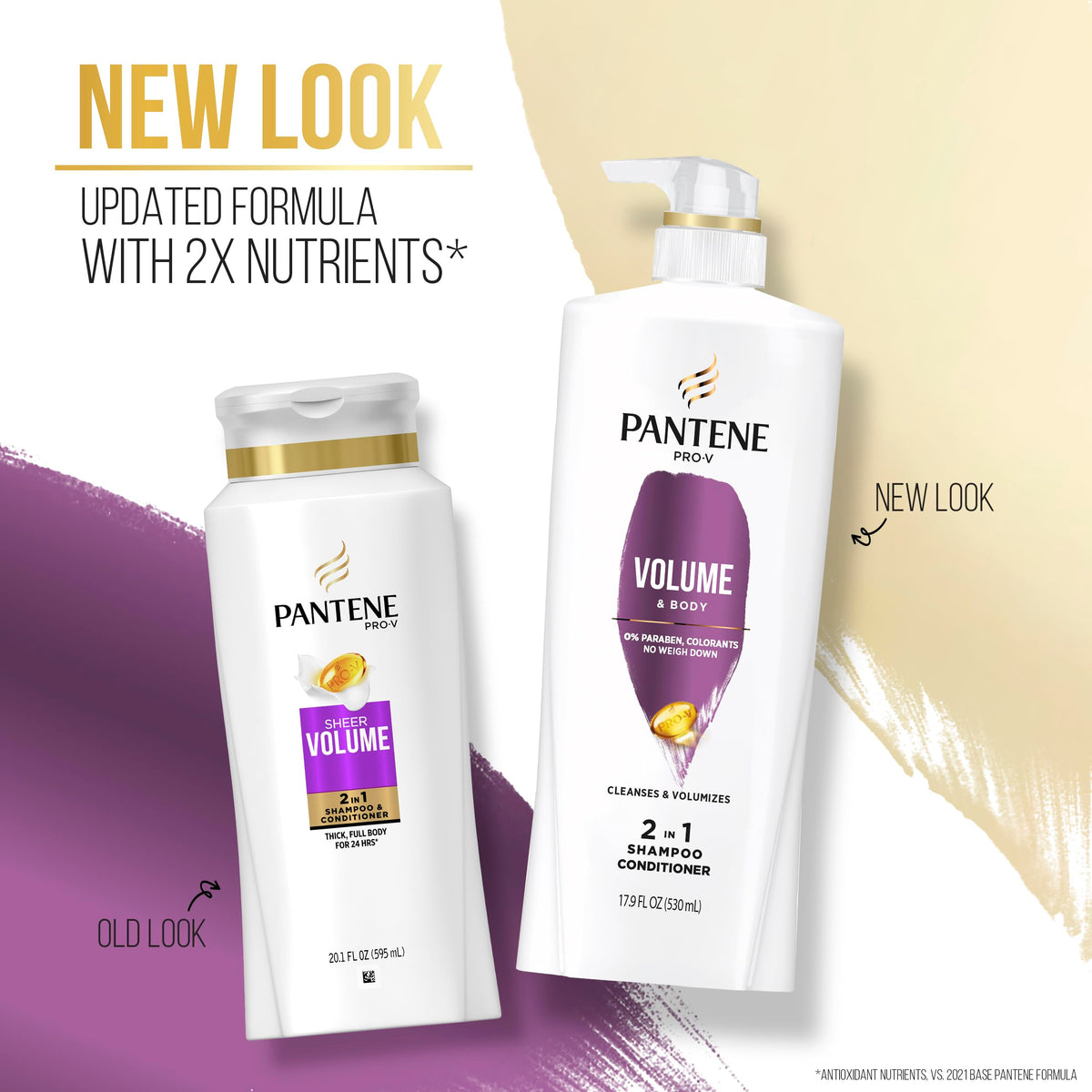 Pantene close-up label highlighting Pro-V nutrients for strengthening benefit