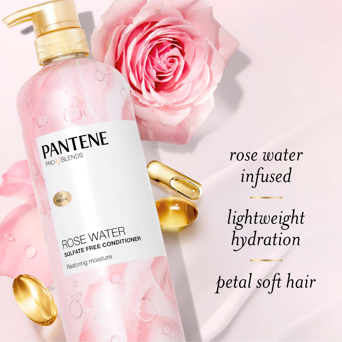 Pantene conditioner cap and pump detail for easy dispensing benefit