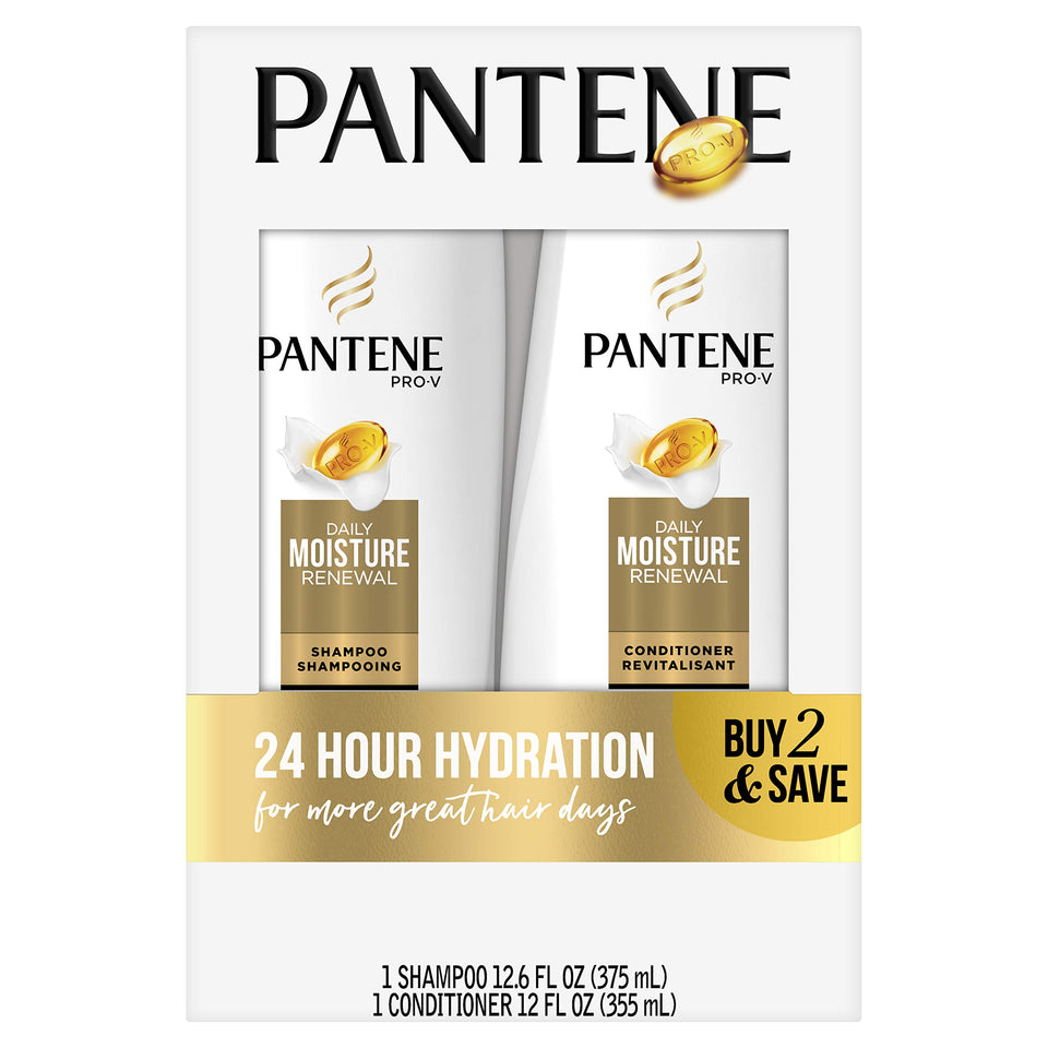 Pantene front packaging showing duo set for daily moisture and easy routine