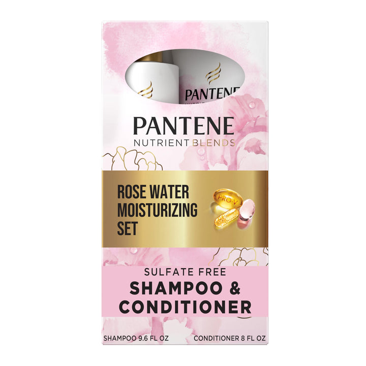 Pantene dual pack front packaging showing both bottles and benefits