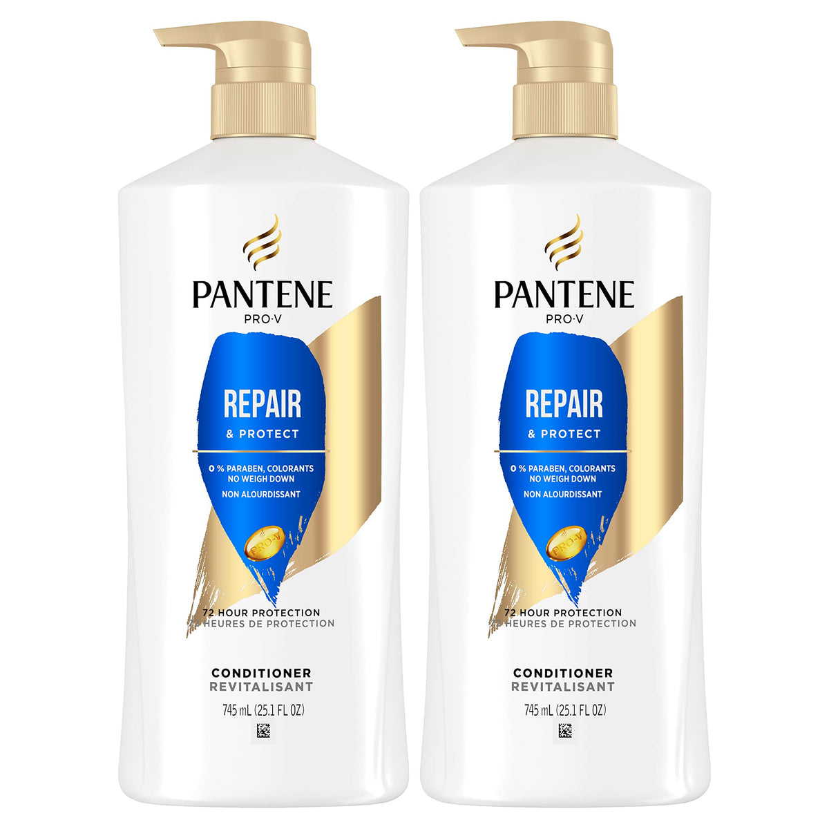 Pantene front packaging Repair & Protect conditioner showing twin pack and brand benefits