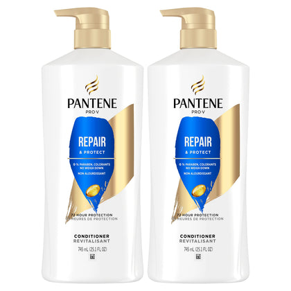 Pantene front packaging Repair & Protect conditioner showing twin pack and brand benefits