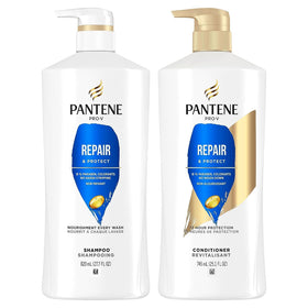 Pantene front packaging showing repair and protect set benefits