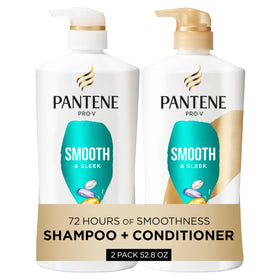 Pantene front packaging showing Smooth & Sleek set and benefit