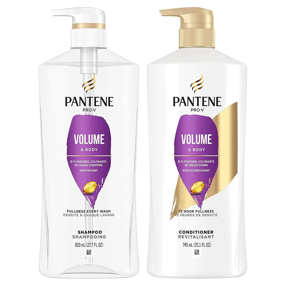Pantene front packaging showing the Volume & Body set and benefits