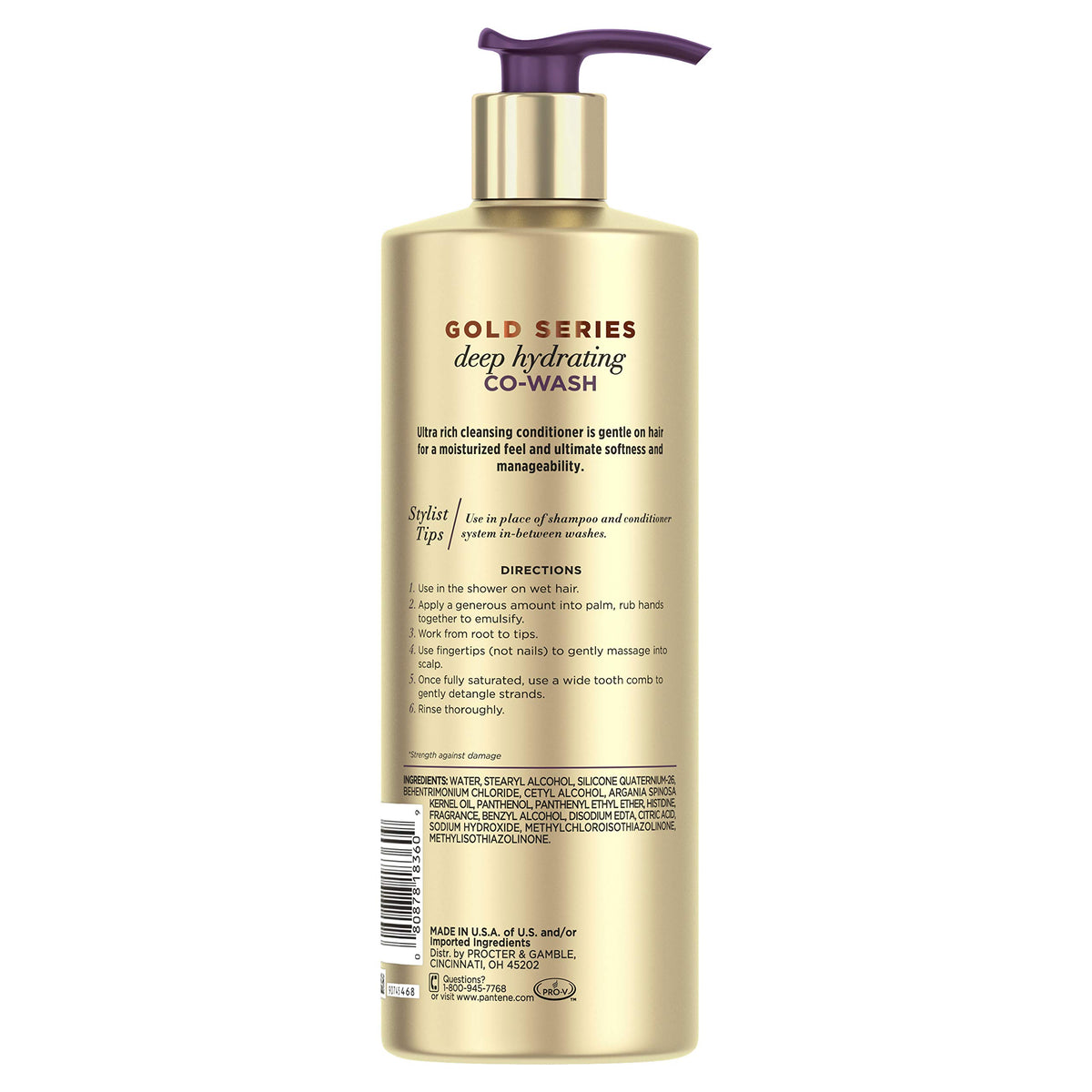 Pantene Gold Series on bathroom shelf styled with towels for lifestyle appeal