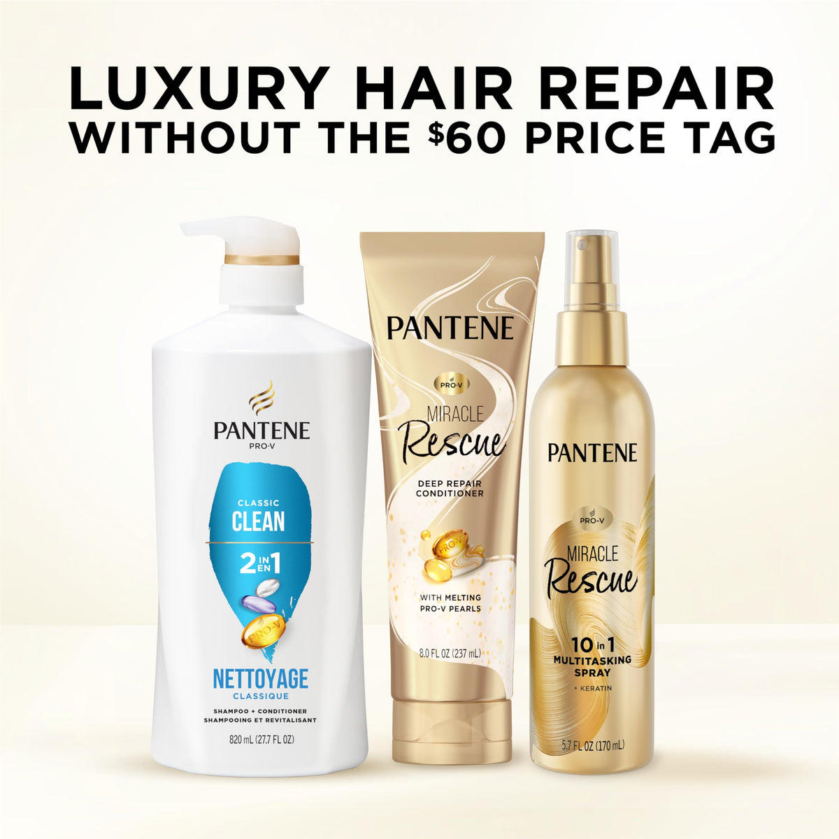 Pantene before and after hair photo showing smoother results
