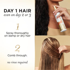 Before and after hair shot demonstrating Pantene smoother, shinier results