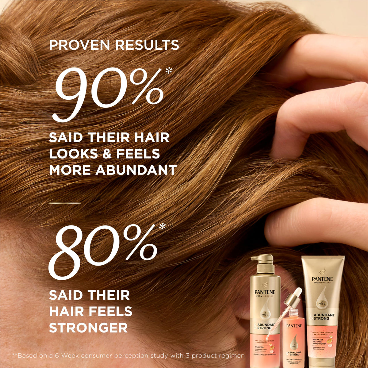 Pantene conditioner on wet hair demonstrating smoother, stronger strands