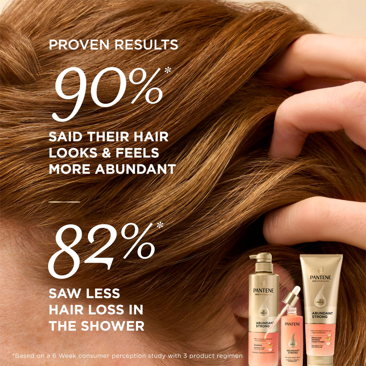 Pantene bottle on bathroom shelf showing everyday routine convenience benefit
