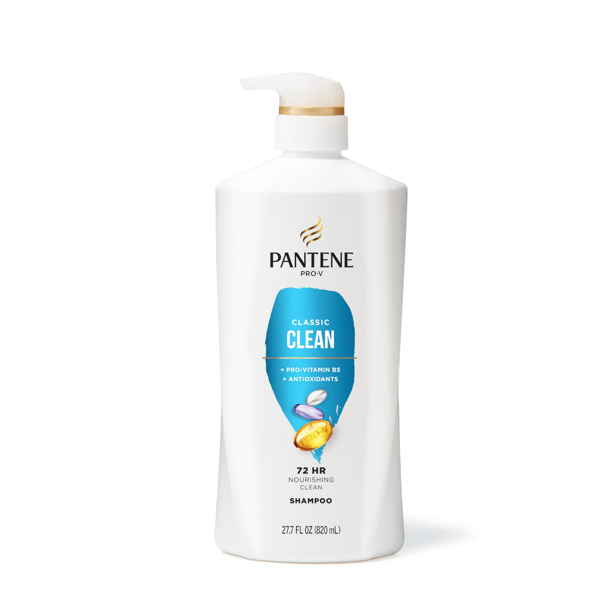 Pantene in-shower use showing shampoo rinsing for refreshed hair