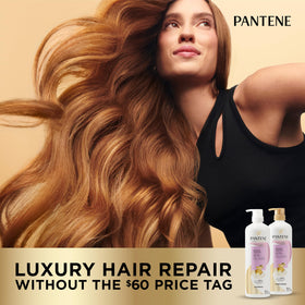 Pantene product poured on hand demonstrating silky texture benefit