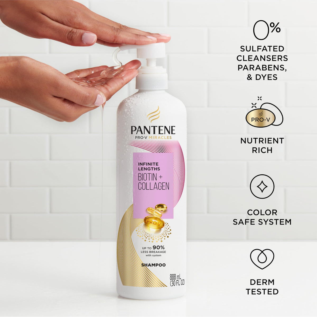Pantene 30 fl oz next to common items showing large-size value benefit