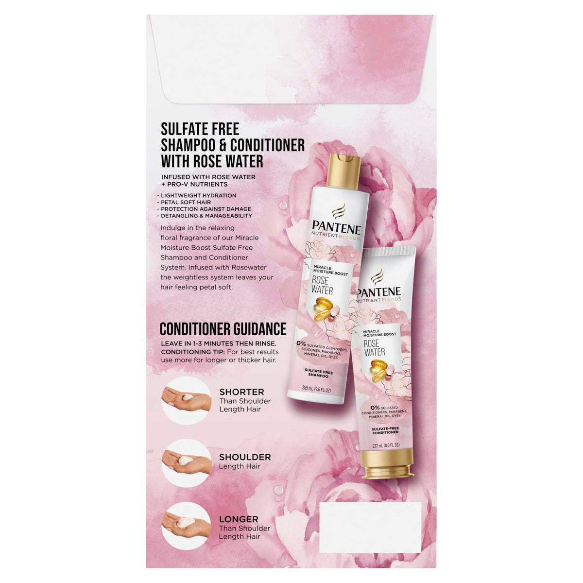 Pantene product label ingredient list emphasizing sulfate-free formula