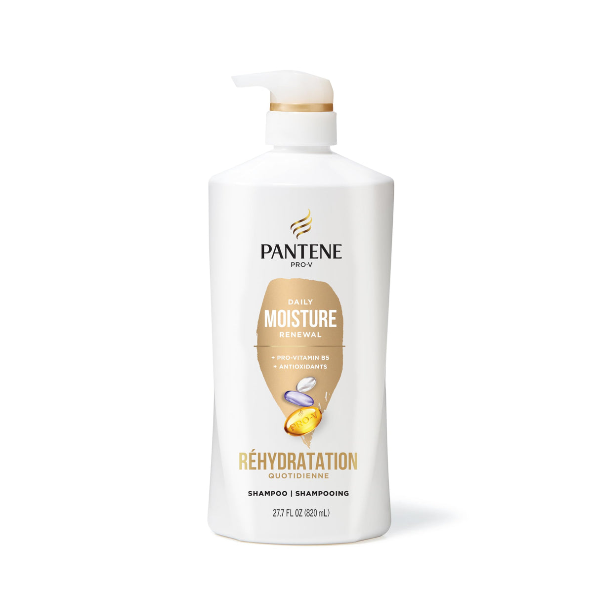Pantene packaging back view showing ingredient panel and usage instructions clearly