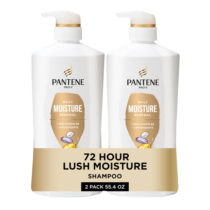 Pantene Pro-V front packaging showing large shampoo bottles and value pack benefit