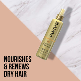 Pantene mist visible on hair strands illustrating lightweight moisture and slip