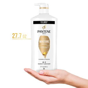 Pantene Rescue Shot sachet beside bottles for targeted hydration