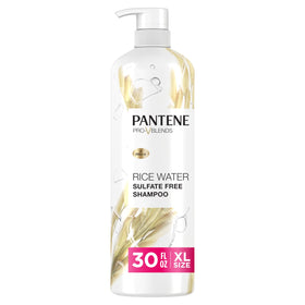Pantene bottle front view showing rice water shampoo and volumizing benefit