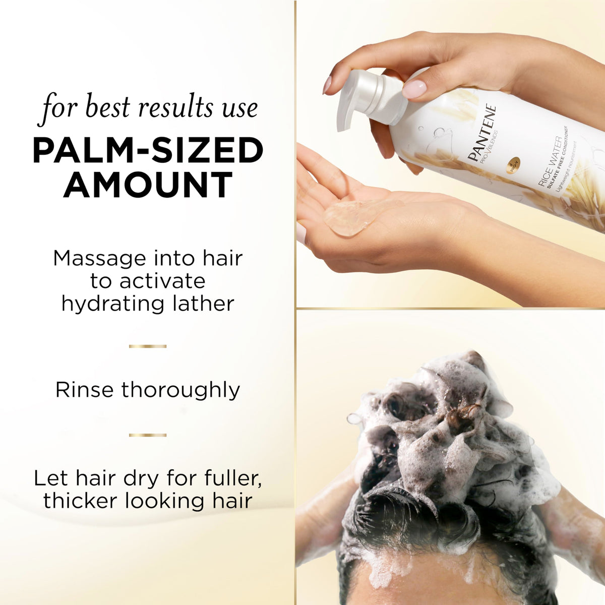 Pantene rice grains with product symbolizing rice water infusion strength